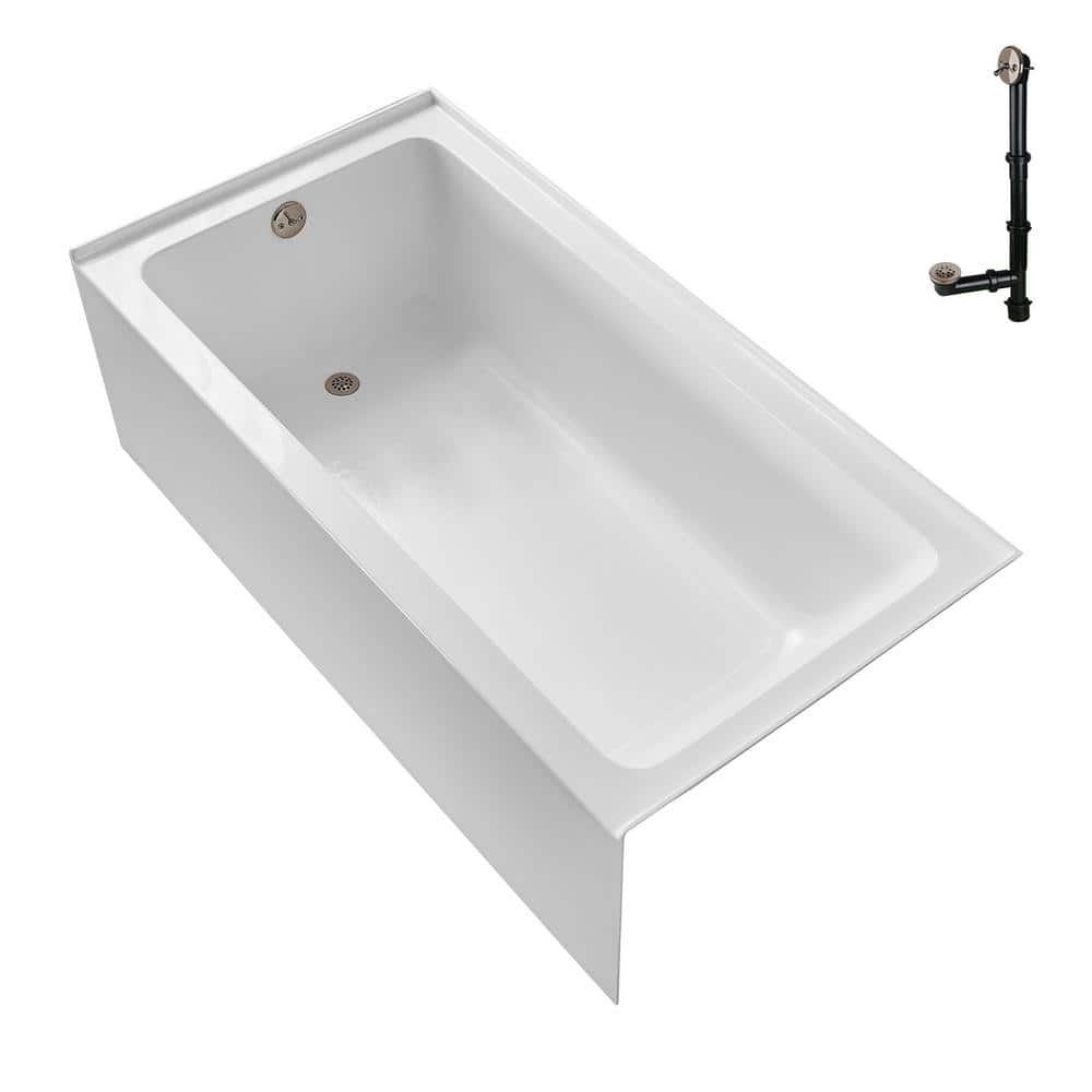 GA-303-8-BNK 66 in. x 34 in. Acrylic Soaking Alcove Bathtub in Glossy White with Left-Hand Drain in Brushed Nickel price history on PriceWatchPro