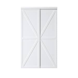 48 in. x 80 in. 2-Panel K Finished White MDF Sliding Door with Hardware