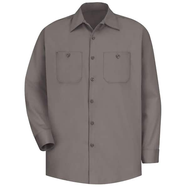 Red Kap Men's Size S Graphite Grey Wrinkle-Resistant Cotton Work Shirt