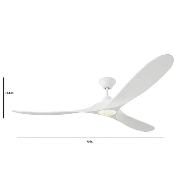 Generation Lighting - Maverick Max LED 70 in. Integrated LED Indoor/Outdoor Matte White Ceiling Fan with White Blades with Remote Control