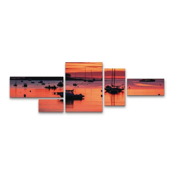Trademark Fine Art Michael Blanchette Photography Tangerine Sunrise 5-Piece Panel Set Unframed Photography Wall Art 24 in. x 72 in.