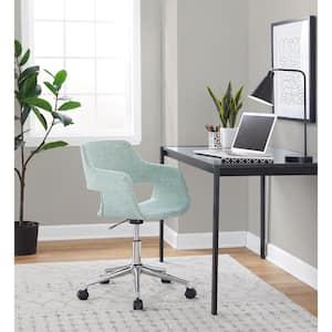 Margarite Fabric Adjustable Height Task Chair in Light Green Fabric and Chrome Metal with 5-Star Caster Base