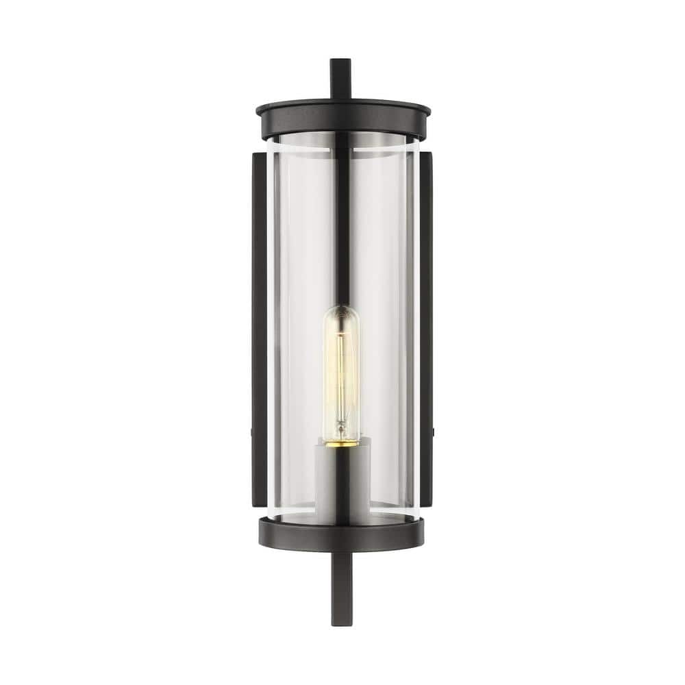 Textured Black Clear Glass Outdoor Wall Sconce
