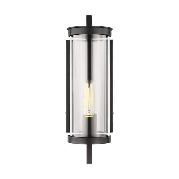 Generation Lighting Eastham 5 in. W x 16.75 in. H Textured Black Outdoor Hardwired Dimmable Small Wall Lantern Sconce with No Bulbs Included