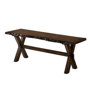 54 in. Brown Backless Bedroom Bench Wood Bench with Trestle Base