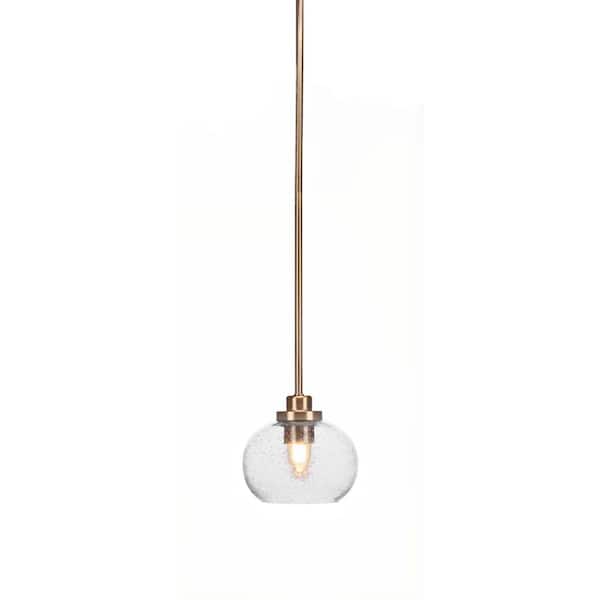 Unbranded Monroe 100-Watt 1-Light Brass Shaded Pendant Light Mini Pendant with Clear Bubble Glass