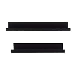 Beaded Ledge 2-Piece 23 in. W x 4 in. D Black MDF Decorative Wall Shelf