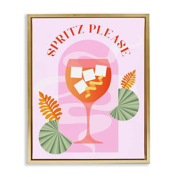 Stupell Industries Spritz Please Cocktail by Daphne Polselli Gold Floater Frame Food Graphic Art Print 31 in. x 25 in.