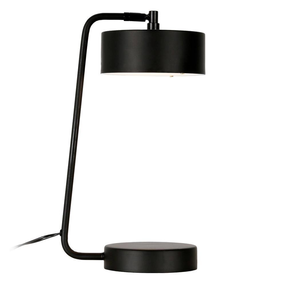 HomeRoots 18 in. Black Mid-Century Integrated LED Bedside Table Lamp ...