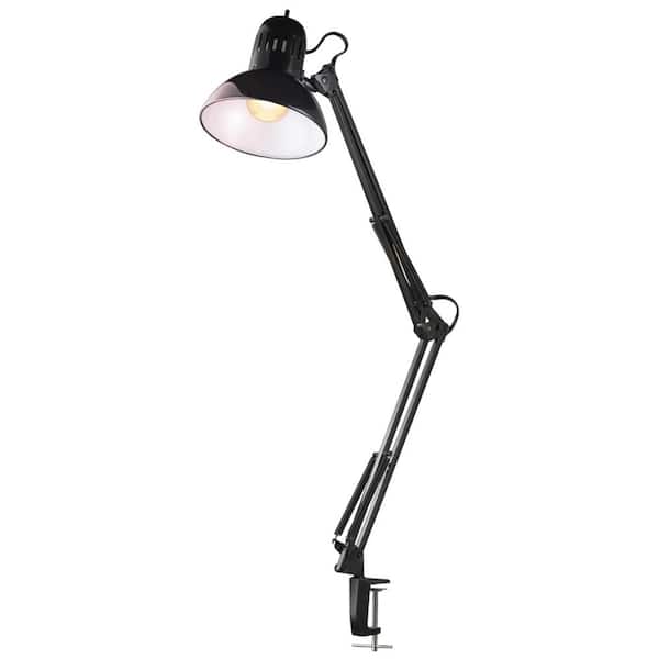 Globe Electric 32 in. Black Vintage Swing Arm Desk Lamp with Metal Clamp