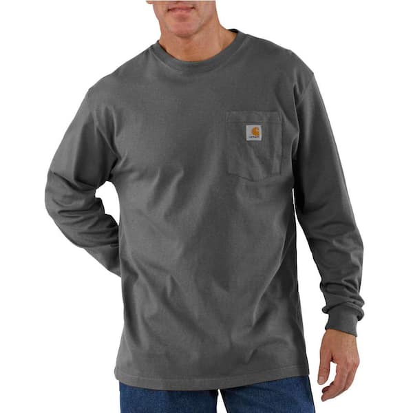 Carhartt Men's Tall XXX Large Charcoal Cotton Long-Sleeve T-Shirt K126 ...