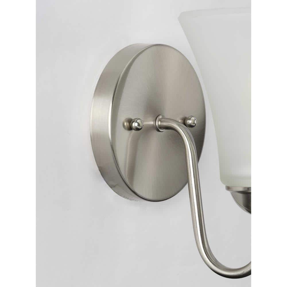 Brushed Nickel 8" Bath Wall Light with Etched Glass Shade