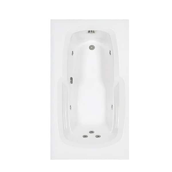Comfortflo 60 in. x 36 in. Acrylic Rectangular Alcove Whirlpool Bathtub with Reversible Drain in Bone