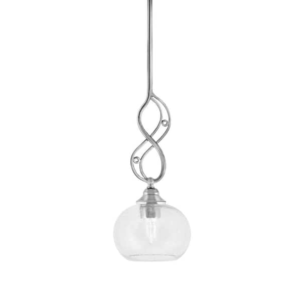 Unbranded Revell 100-Watt 1-Light Chrome Stem Mini Pendant Light with Clear Bubble Glas Shade and Light Bulb Not Included