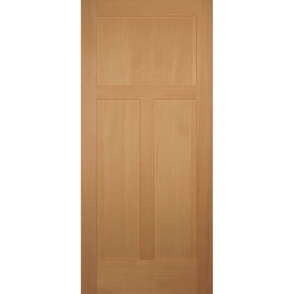 Builders Choice 32 in. x 80 in. 3Panel Craftsman Solid Core Hemlock Single Prehung Interior