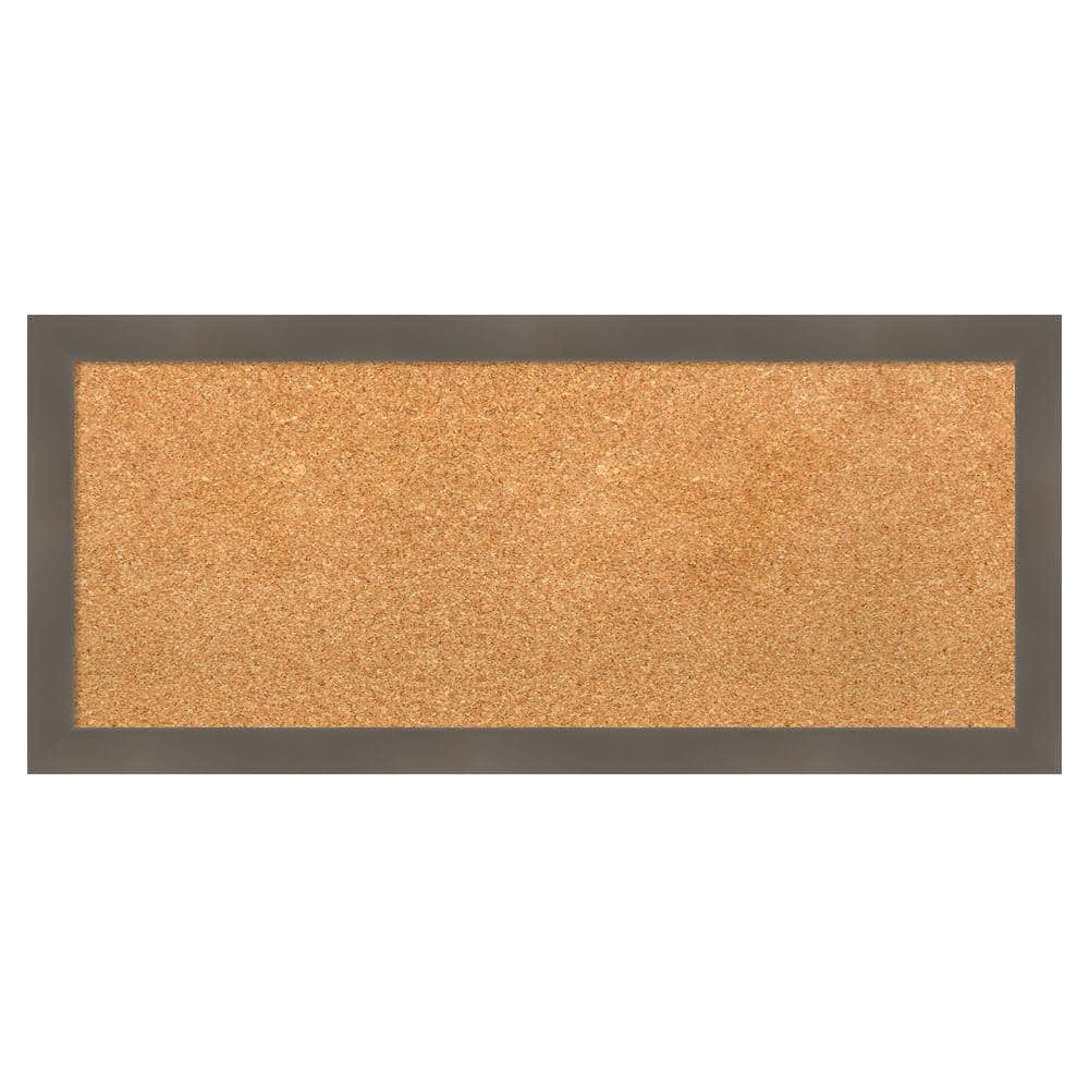 Amanti Art Edwin Clay Grey Wood Framed Natural Corkboard 32 in. x 14 in