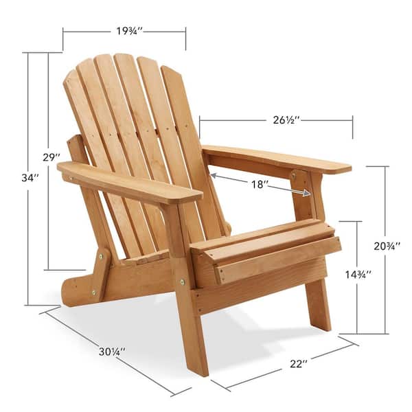 Casafield Oversized Folding Wooden Adirondack Chair - Natural ACH