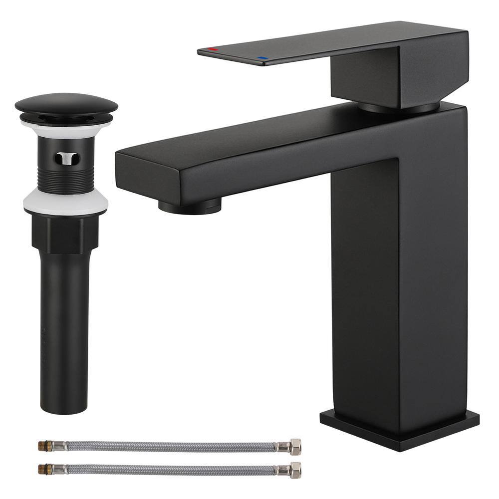 Matte Black Stainless Steel Single Handle Bathroom Faucet