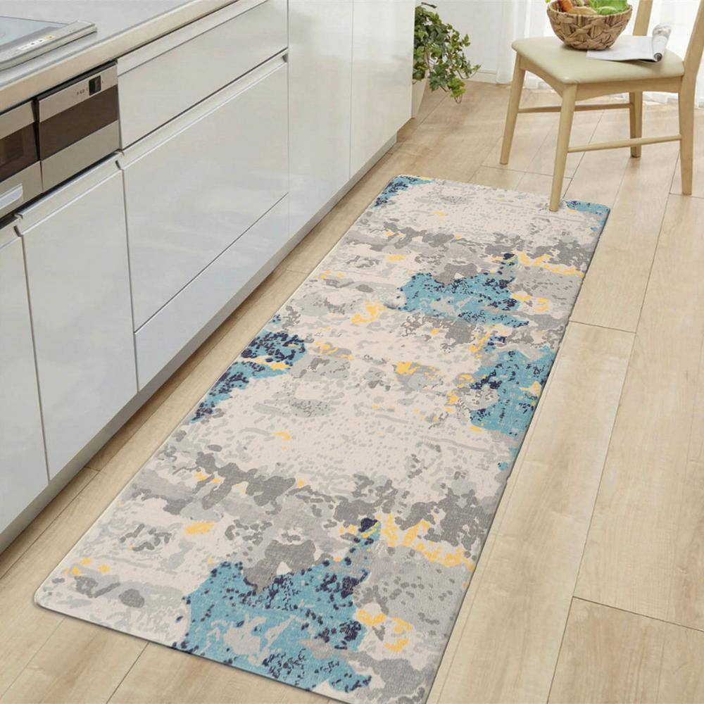 Cream Abstract Anti-Fatigue Standing Mat with Rubber Backing
