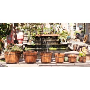 23 in. Dia x 17 in. H Wooden Whiskey Barrel Planters (Set of 6)