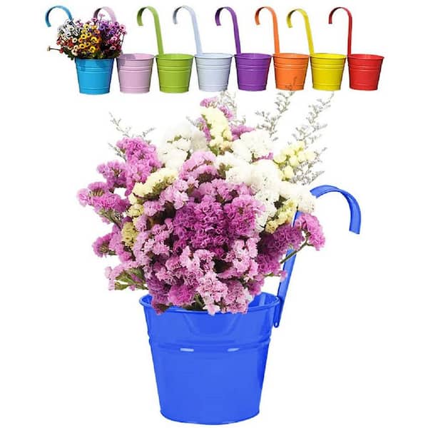 Vintage Iron Metal Watering Can Desktop Flower Vase Pots Garden Decor White