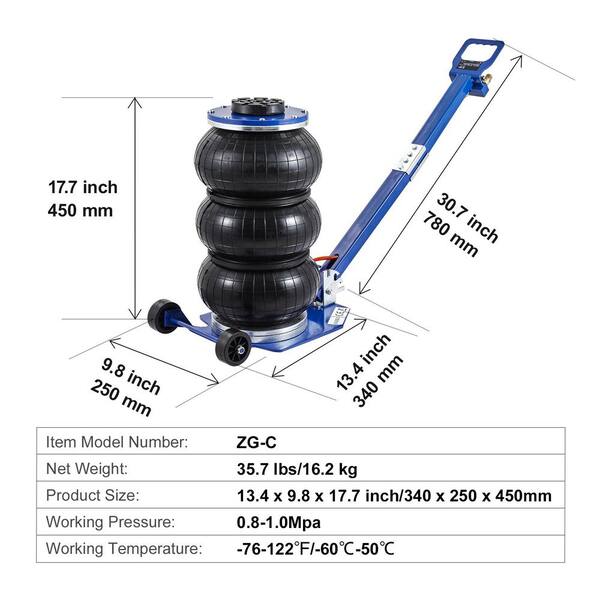 SKYSHALO Air Jack, 3 Ton/6600 lbs. Triple Bag Air Jack, Airbag