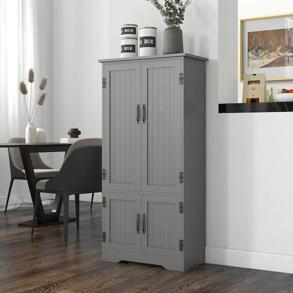 48.5 in. Kitchen Pantry, Storage Cabinet, Cupboard Organizer, Gray