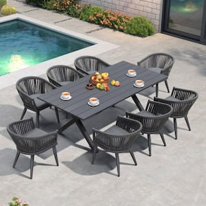 PURPLE LEAF 11 Piece Aluminum All-Weather PE Rattan Rectangular