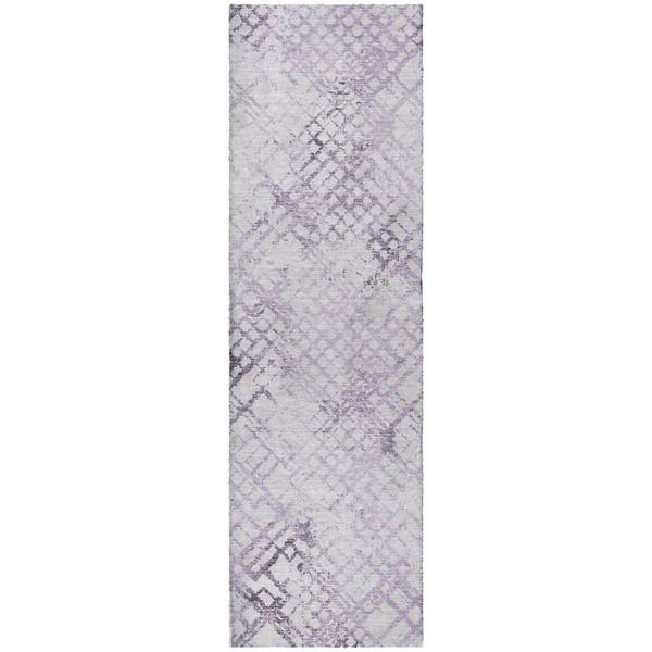 Dream Shag Premium Machine Washable Abstract ADS824 Purple 2 ft. x 7 ft. Runner Rug