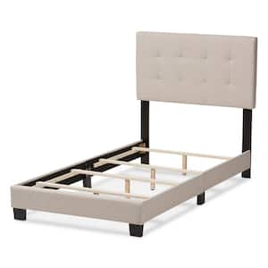 Brookfield Beige Fabric Upholstered Twin Bed