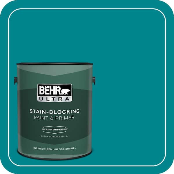 BEHR ULTRA 1 gal. #500B-7 Tucson Teal Extra Durable Semi-Gloss Enamel Interior Paint & Primer