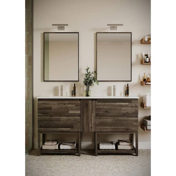 Formosa 58 in. Freestanding Open Bottom Double Bath Vanity Cabinet without Top in Acacia