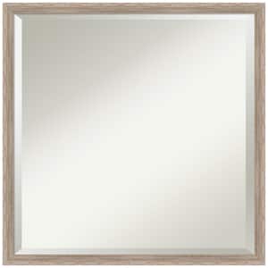 Hardwood Wedge Whitewash 21.25 in. W x 21.25 in. H Wood Framed Beveled Wall Mirror in White