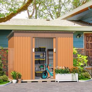 4.2 ft. x 9.1 ft. Outdoor Storage Metal Shed with Lockable Doors Vents, Utility Garden Shed, Brown (38 sq. ft.)