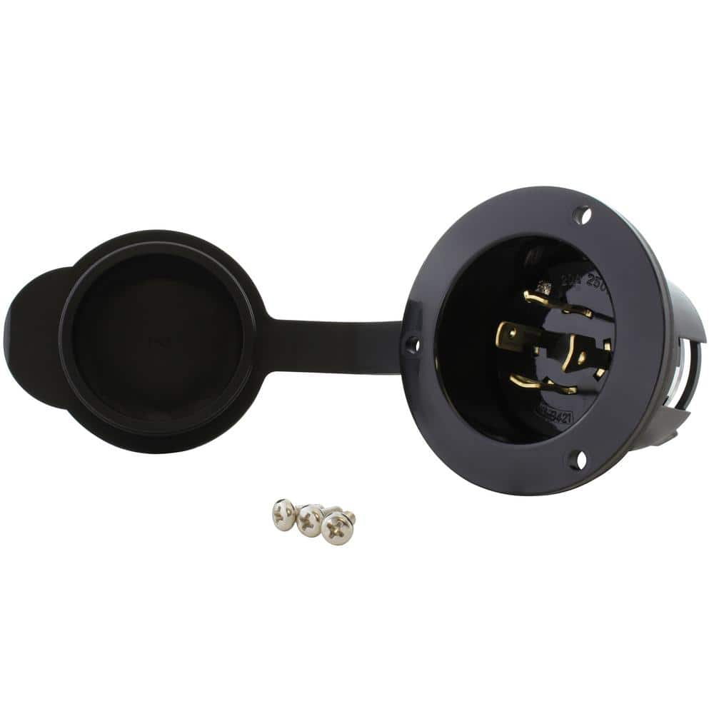 3-Phase 20 Amp 250-Volt 4-Prong NEMA L15-20P Flanged Power Input Inlet with