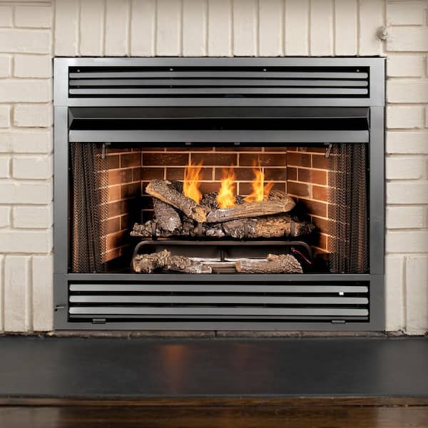 Pleasant Hearth Universal Circulating Zero Clearance 36 In Ventless Dual Fuel Fireplace Insert Phzc36c The Home Depot Ventless Dual Fuel Fireplace Insert, 36 Inch Wide Gas Fireplace Insert