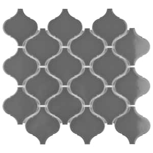 Metro Lantern Glossy Dark Grey 9-1/2 in. x 10-3/4 in. Porcelain Mosaic Tile (14.6 sq. ft./Case)