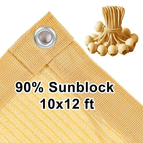 8 ft. x 12 ft. 90% Shade Fabric Sun Shade Cloth with Grommets for Pergola Cover Canopy (12-Bungee Balls)