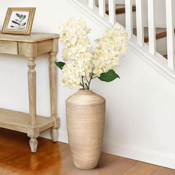 LIVING LUXURY 34 in. Deluxe Ivory Cream Artificial Cone Hydrangea Flower Stem Spray (Set of 2)