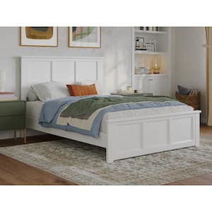 Charlotte White Solid Wood Frame Full Low Profile Platform Bed with Matching Footboard