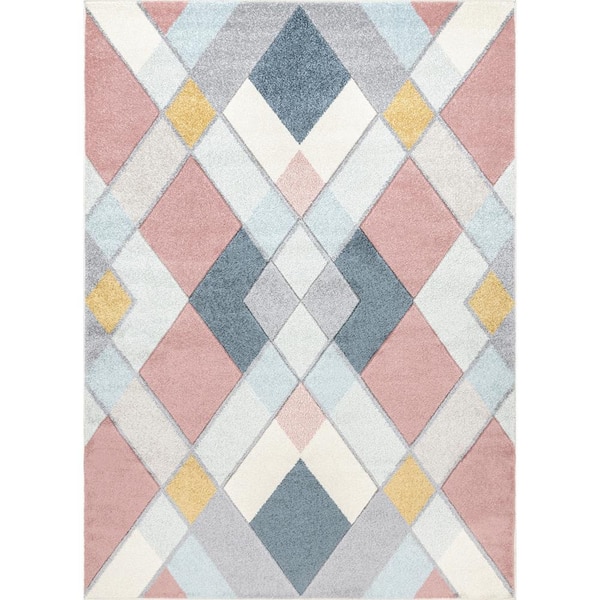 nuLOOM Anika Contemporary Diamonds Pink 5 ft. x 7 ft. 5 in. Indoor Area Rug
