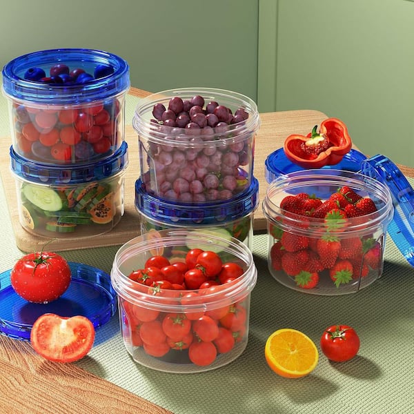 Airtight Plastic Freezer Storage Containers 6 Piece Set with Twist Top Lids for Soup Meal Prep BPA Free Leakproof 16 Oz