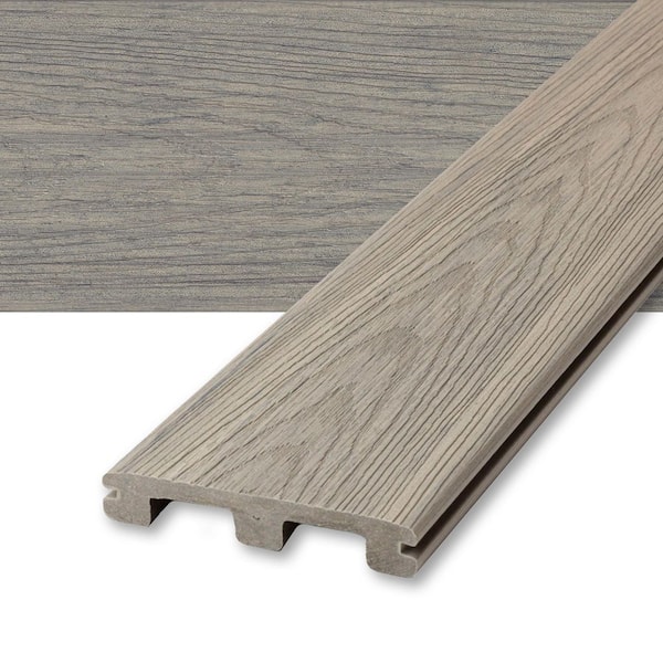 Venture 1 in. x 6 in. x 16 ft. Saltwater Gray Grooved Edge Composite Deck Board