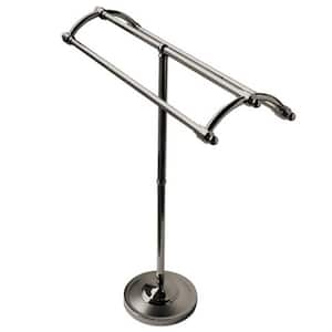 Pedestal Round Plate Towel Rack in Satin Nickel