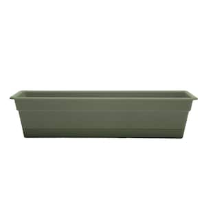 Dura Cotta 24 in. Living Green Plastic Window Box Planter with Tray