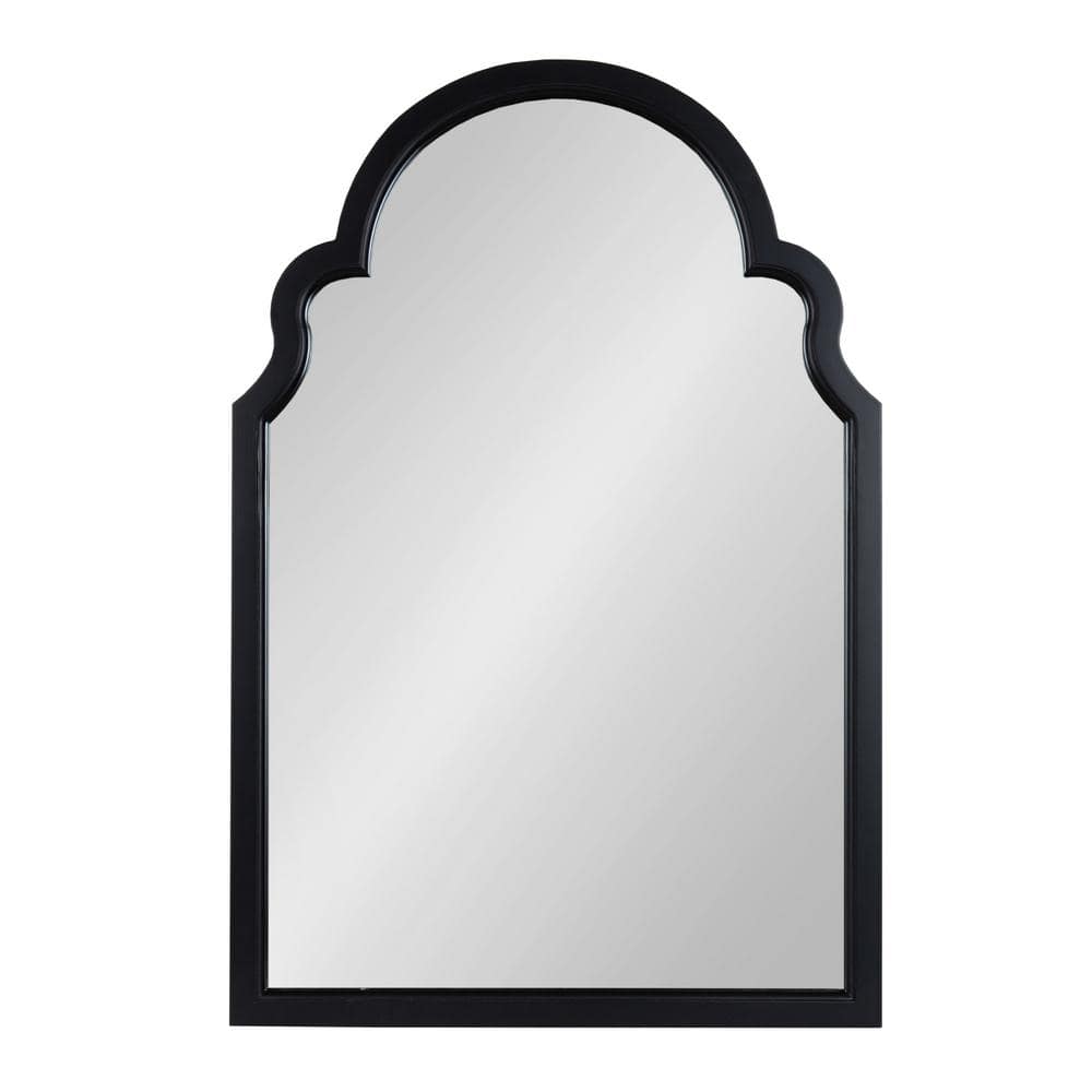 Hogan Black Wood Arched Wall Mirror with Scalloped Corners