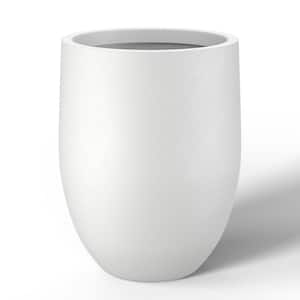 16 in. 46.8 Qt. Pure White Concrete Round Planter with Drainage Hole (22 in. H)
