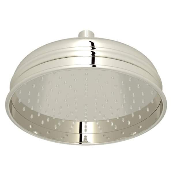 ROHL 1-Spray 8 in. Single Wall Mount Fixed Rain Shower Head in Polished Nickel