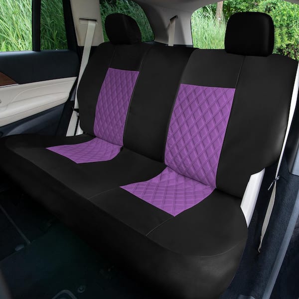FH Group Universal Fit Sleek Luxury Front Car Seat Cushions with  Leatherette Trim for Most Cars, Trucks, SUVs or Vans (Purple)