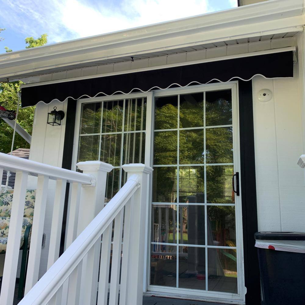 ALEKO 16' x 10' Black Motorized Retractable Patio Awning with White Frame